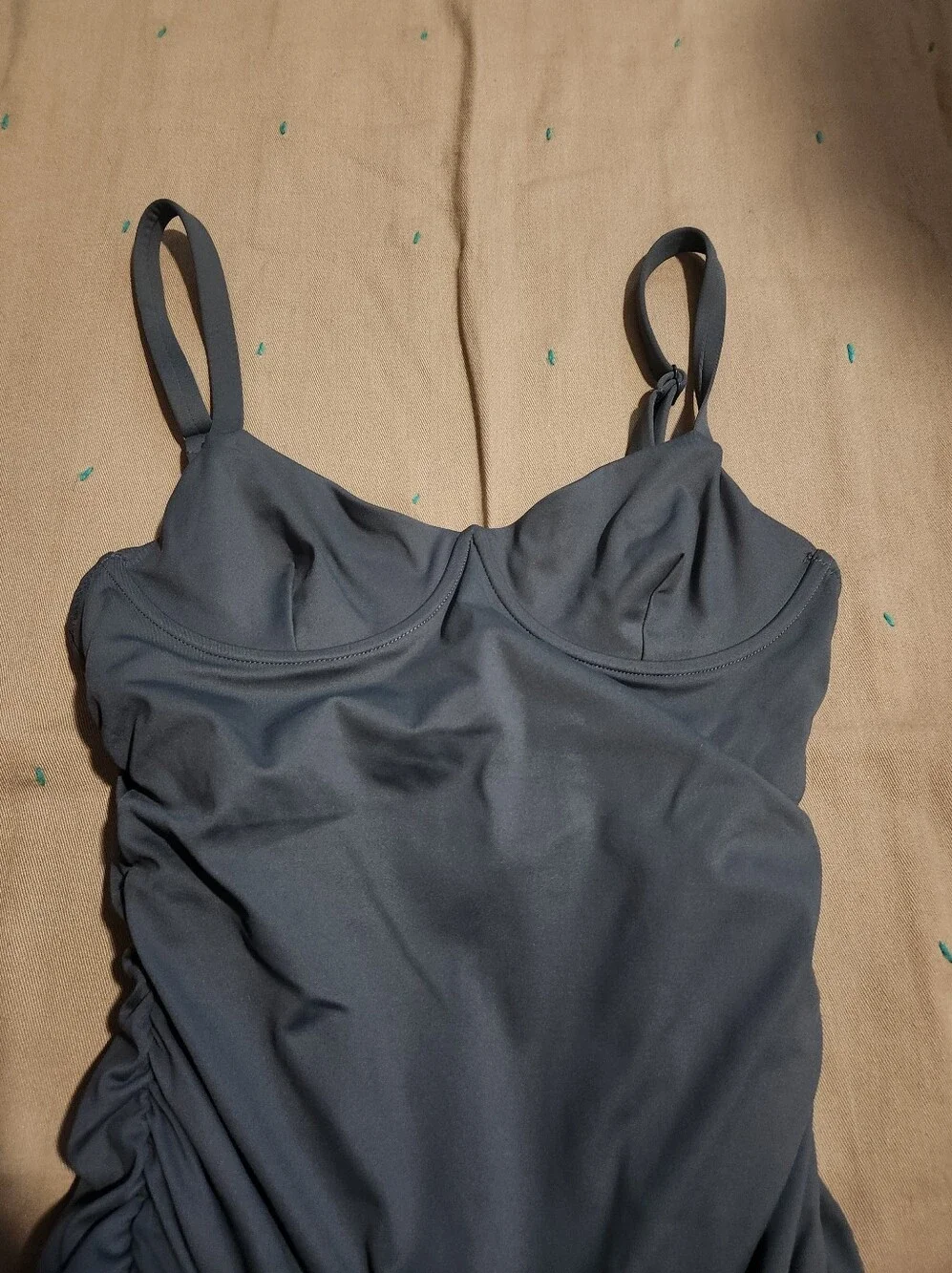 SKIMS Sculpting Swim Ruched One-Piece Suit Gray Sz Medium
